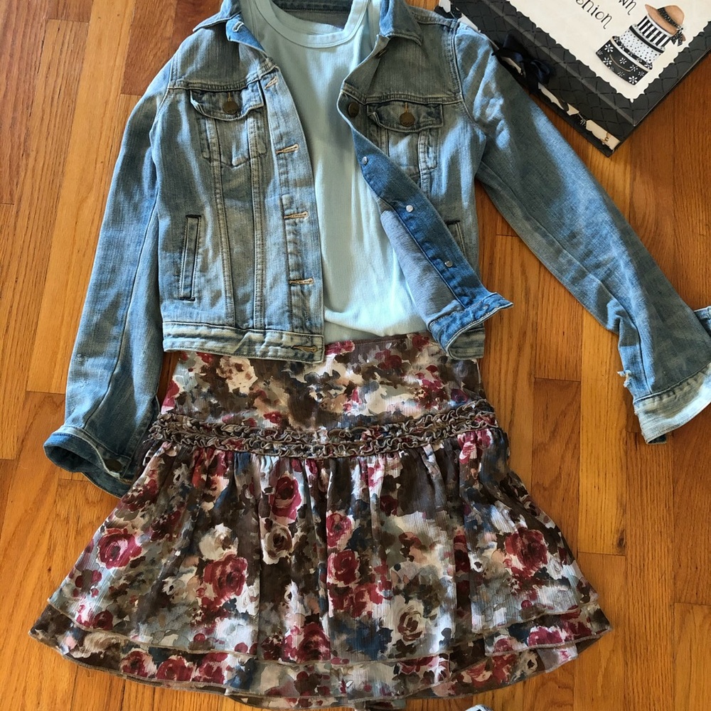 Multicolored layered skirt boho-country-style